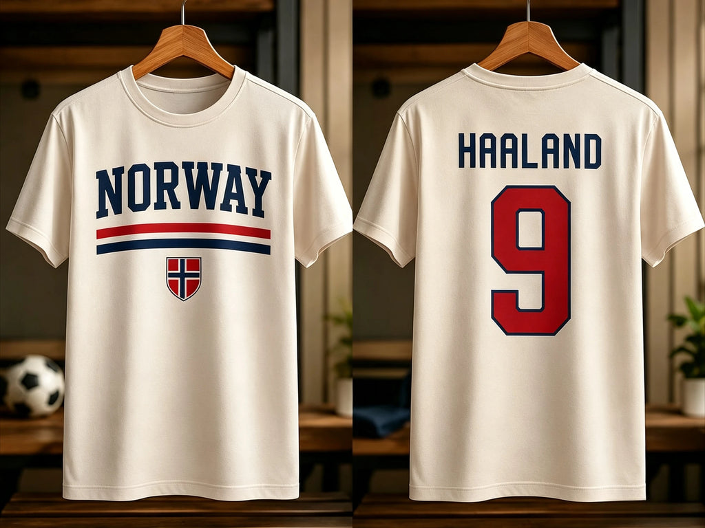 Haaland Norway Flag Graphics Unisex Football Shirt 2026 Norway Jersey 100%Cotton Tee Fashion Men's Football Culture Tshirt