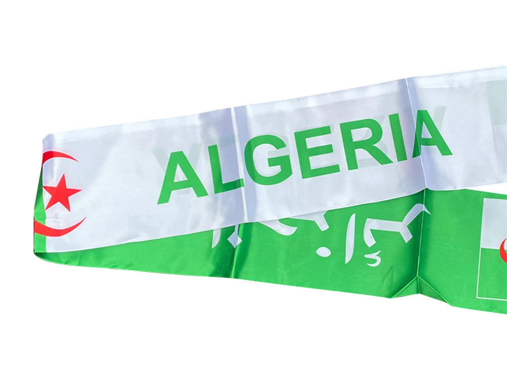 Algeria Flag Scarf - Premium Satin Football Fan Scarf (14x130cm)