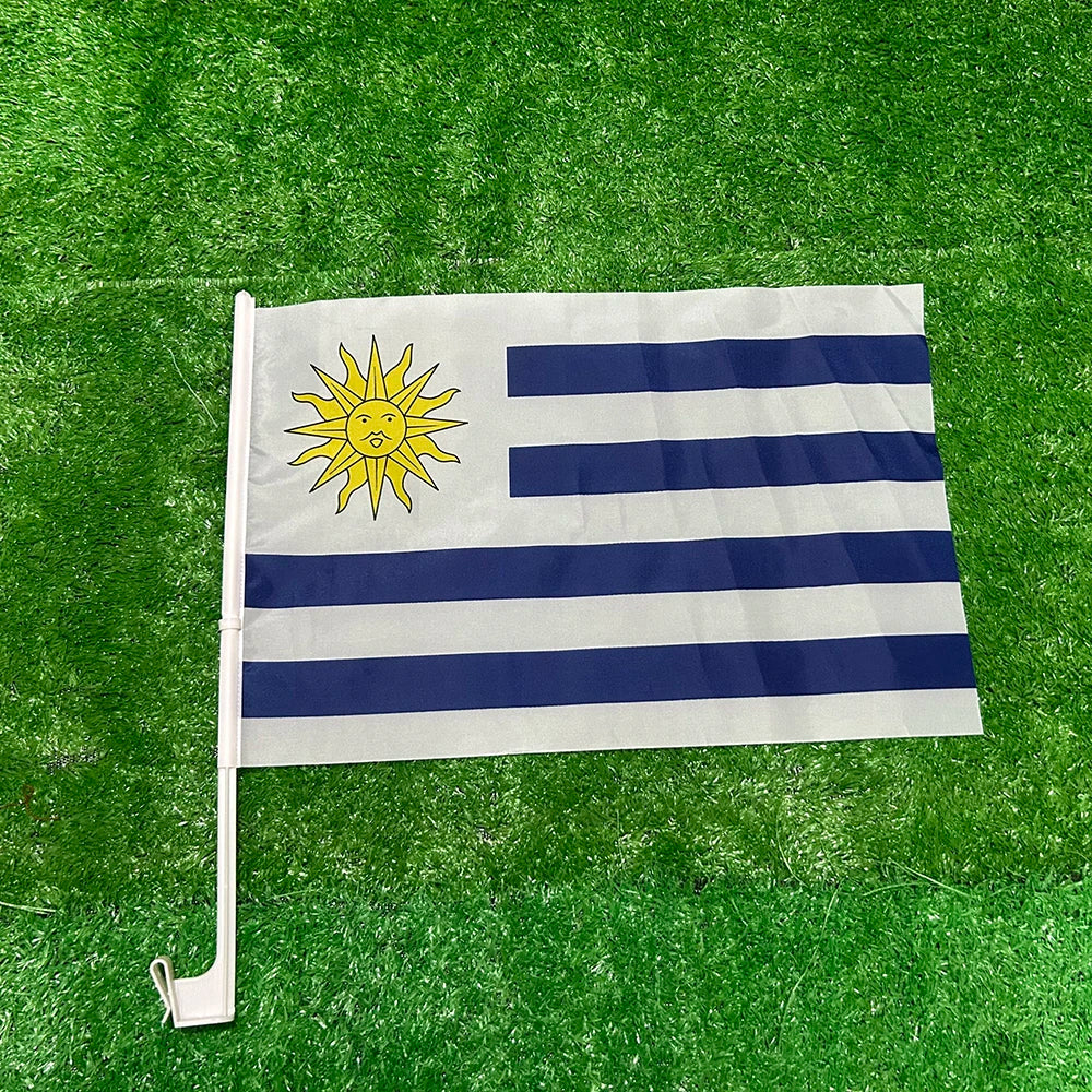 Uruguay Car Flags - Bulk Pack (20 PCS) 30x45cm with Poles