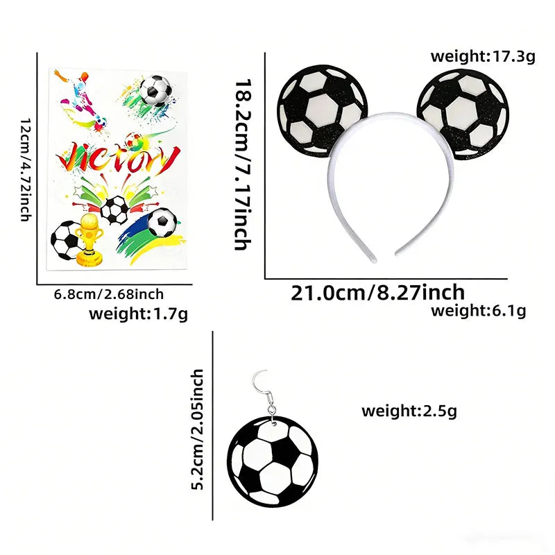 2026 Soccer Match Day Set - Includes A Headband, Earrings, and Face Stickers, Perfect for Sports Enthusiasts Soccer Headband
