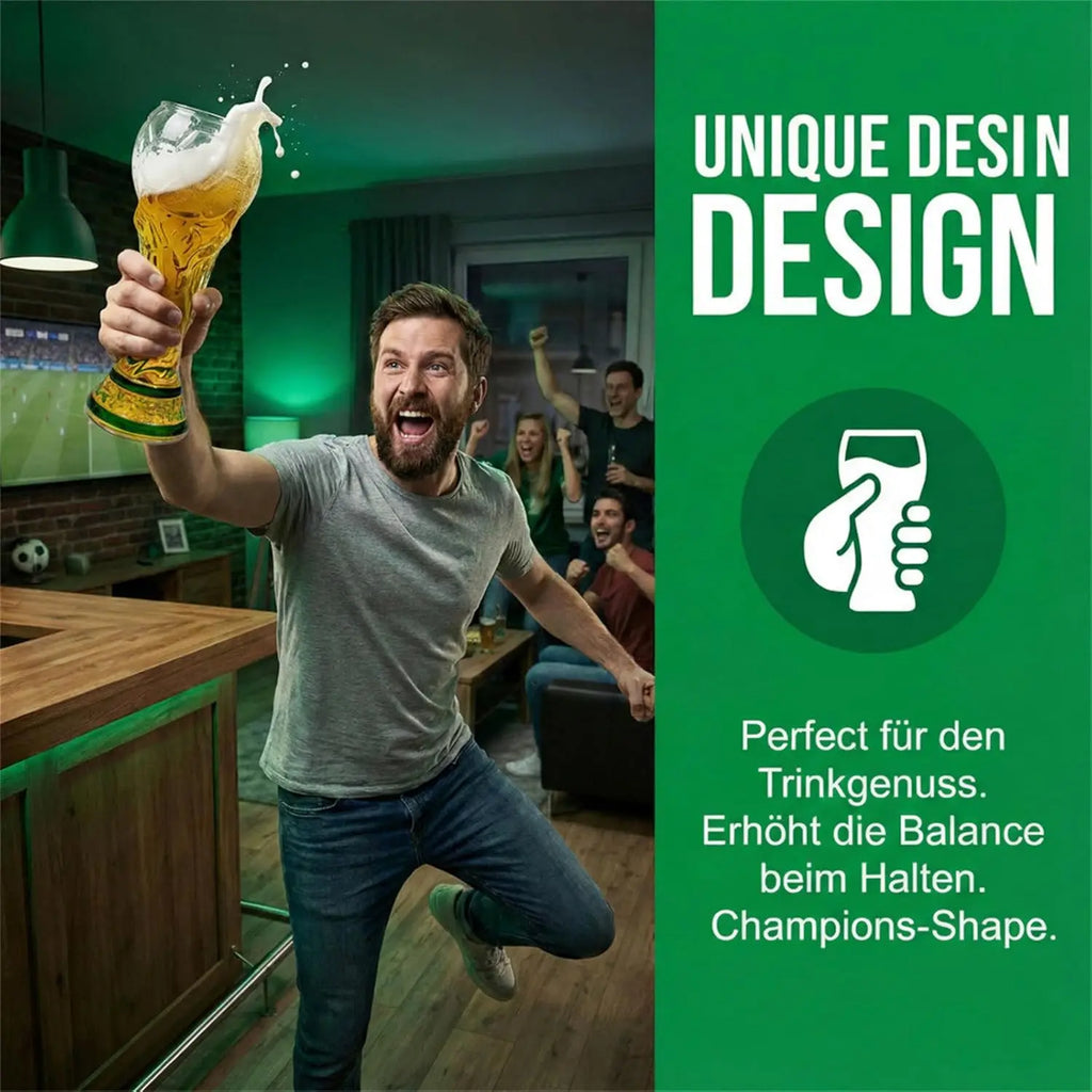 Trophy Beer Glass for World Cup 2026, Premium Soccer Themed Beer Glasses, for Game Day Parties, Man Cave & Football Fan Gifts