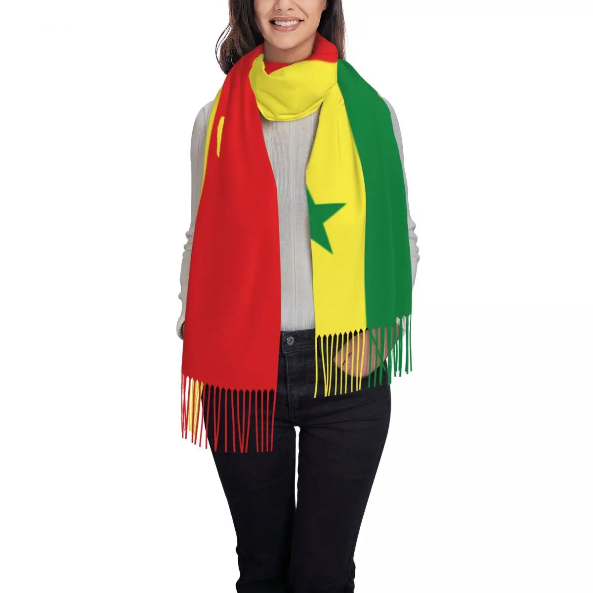 Custom Print Senegal Flag Scarf Men Women Winter Fall Warm Scarves Shawls Wraps