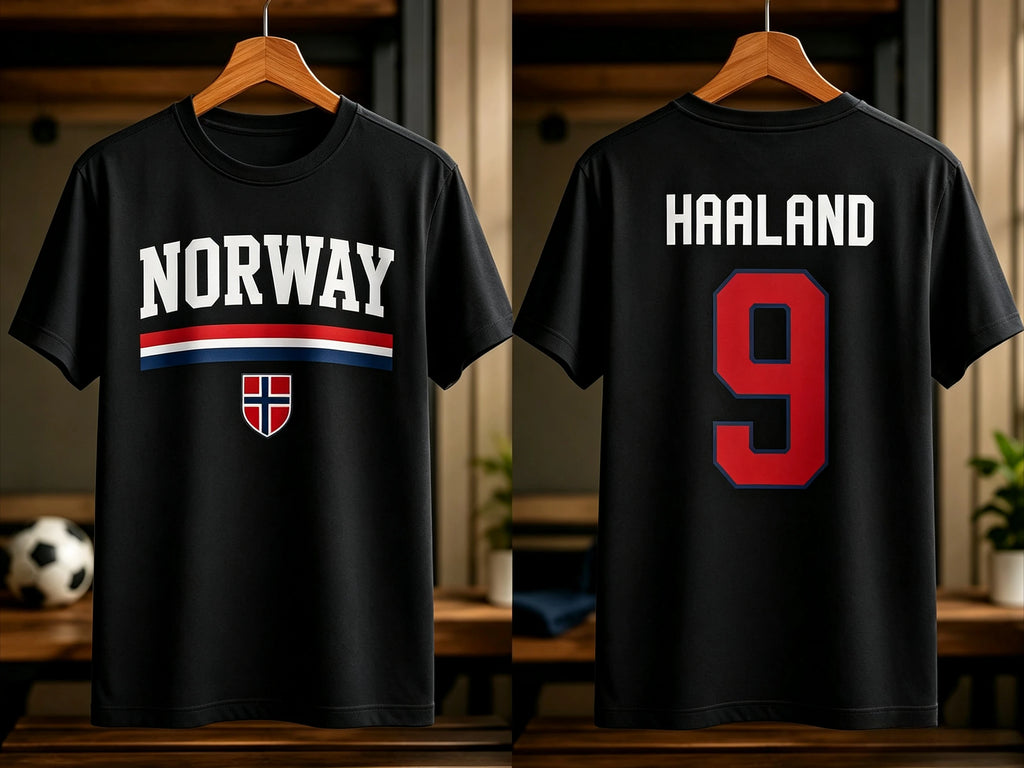 Haaland Norway Flag Graphics Unisex Football Shirt 2026 Norway Jersey 100%Cotton Tee Fashion Men's Football Culture Tshirt