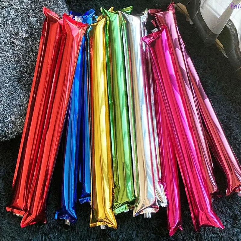 40pcs Cheering Sticks Vibrant Metallic Thunder Sticks Inflatable Sticks Cheerleading Noise Maker Balloons Soccer Parties