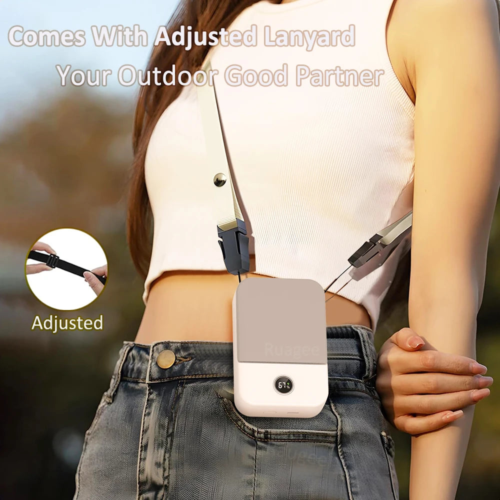 Bladeless Waist & Neck Fan – Portable 3-Speed Air Cooler USB 2000mAh