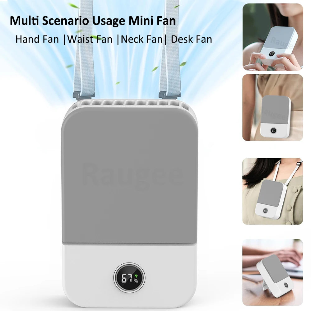 Bladeless Waist & Neck Fan – Portable 3-Speed Air Cooler USB 2000mAh