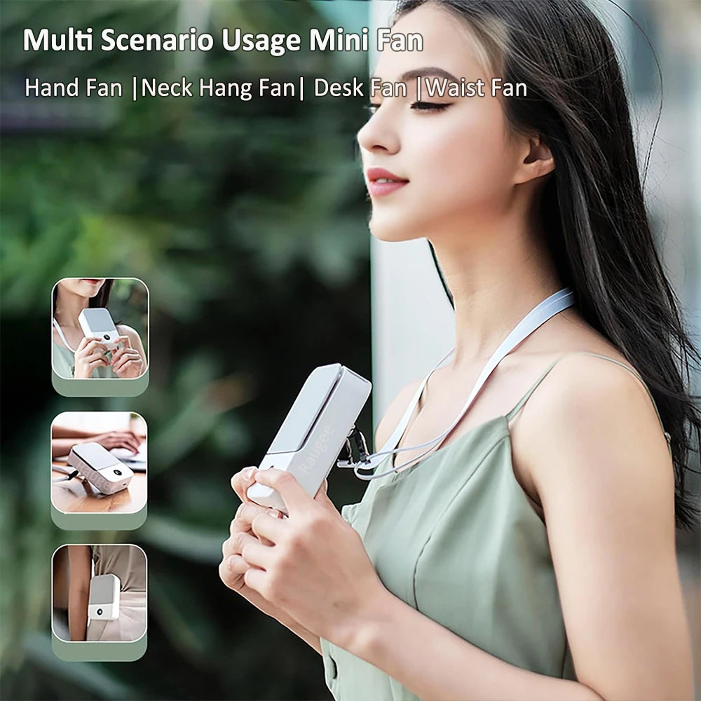 Bladeless Waist & Neck Fan – Portable 3-Speed Air Cooler USB 2000mAh