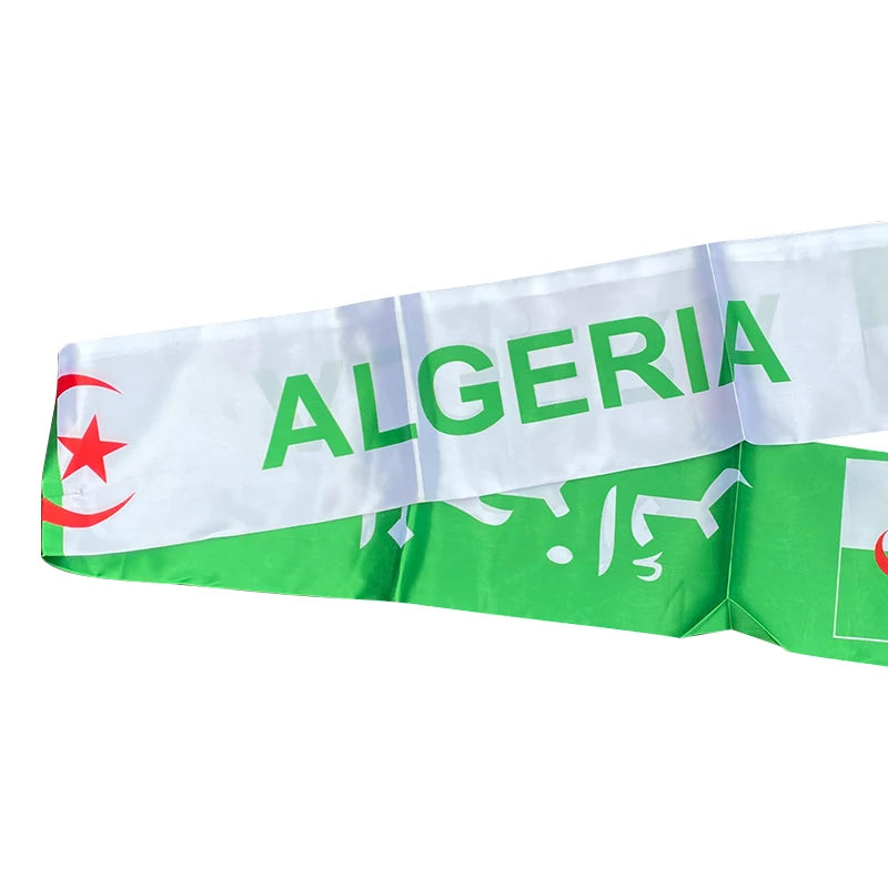 Algeria Flag Scarf - Premium Satin Football Fan Scarf (14x130cm)