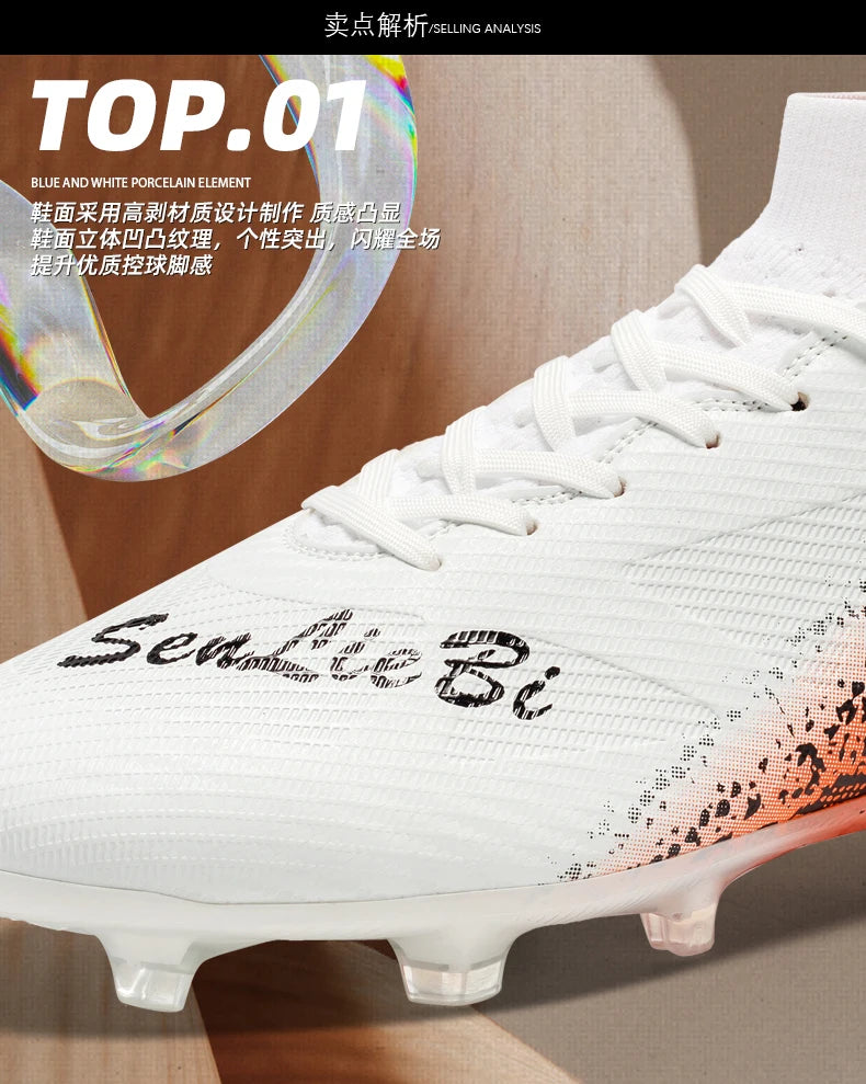 Men & Women High-Top Soccer Cleats | FG/AG Football Boots for Couples | Outdoor Grass