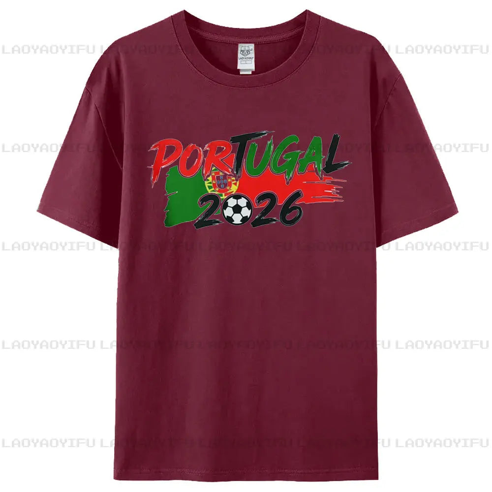 Portugal 2026 Soccer Fan T-Shirt – Brushstroke Flag Design