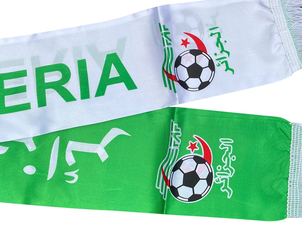 Algeria Flag Scarf - Premium Satin Football Fan Scarf (14x130cm)