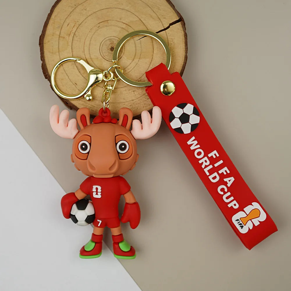 6Pcs 2026 Football Event-related Products, Including Mascots, Statues, Keychains, and Wristbands