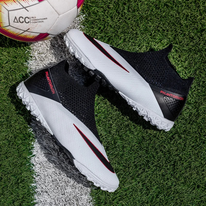 Men's Soccer Shoes – Mid-Top Football Boots FG/TF Non-Slip Cleats (Sizes 36–49)