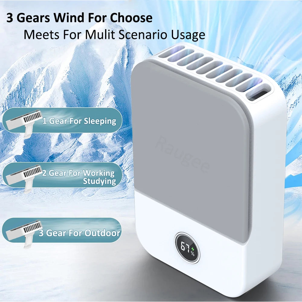 Bladeless Waist & Neck Fan – Portable 3-Speed Air Cooler USB 2000mAh