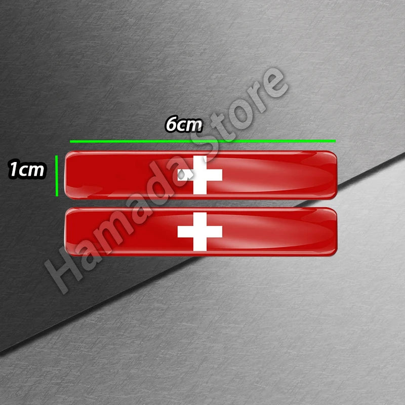 3D Epoxy Reflective National Flag Sticker - Compact Car & Motorcycle Decal (6cm)