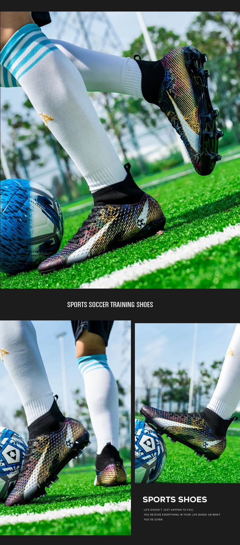 FG/TF Soccer Shoes – Ultralight Unisex Football Boots for Grass & Turf