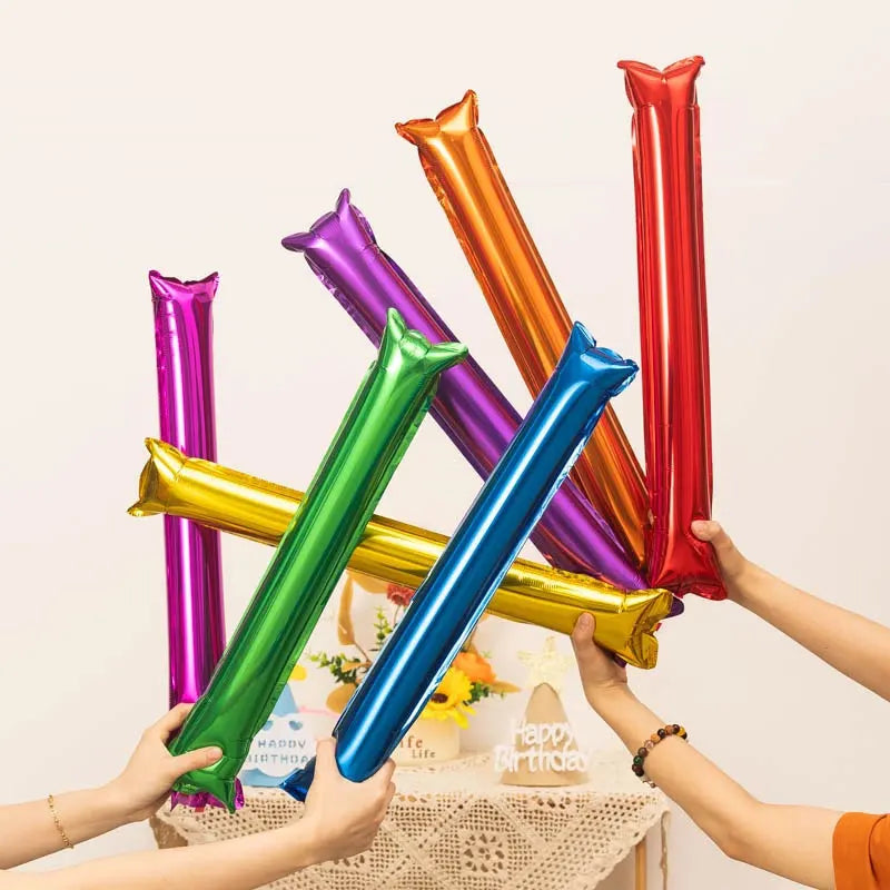 40pcs Cheering Sticks Vibrant Metallic Thunder Sticks Inflatable Sticks Cheerleading Noise Maker Balloons Soccer Parties