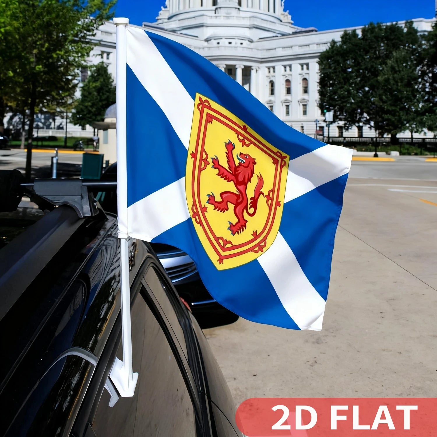 1pc Scottish Flag - Scotland Flag - St Andrews Saltire Car Flag, 12x18 inch, Polyester Outdoor Banner, Pole That Hooks onto Car