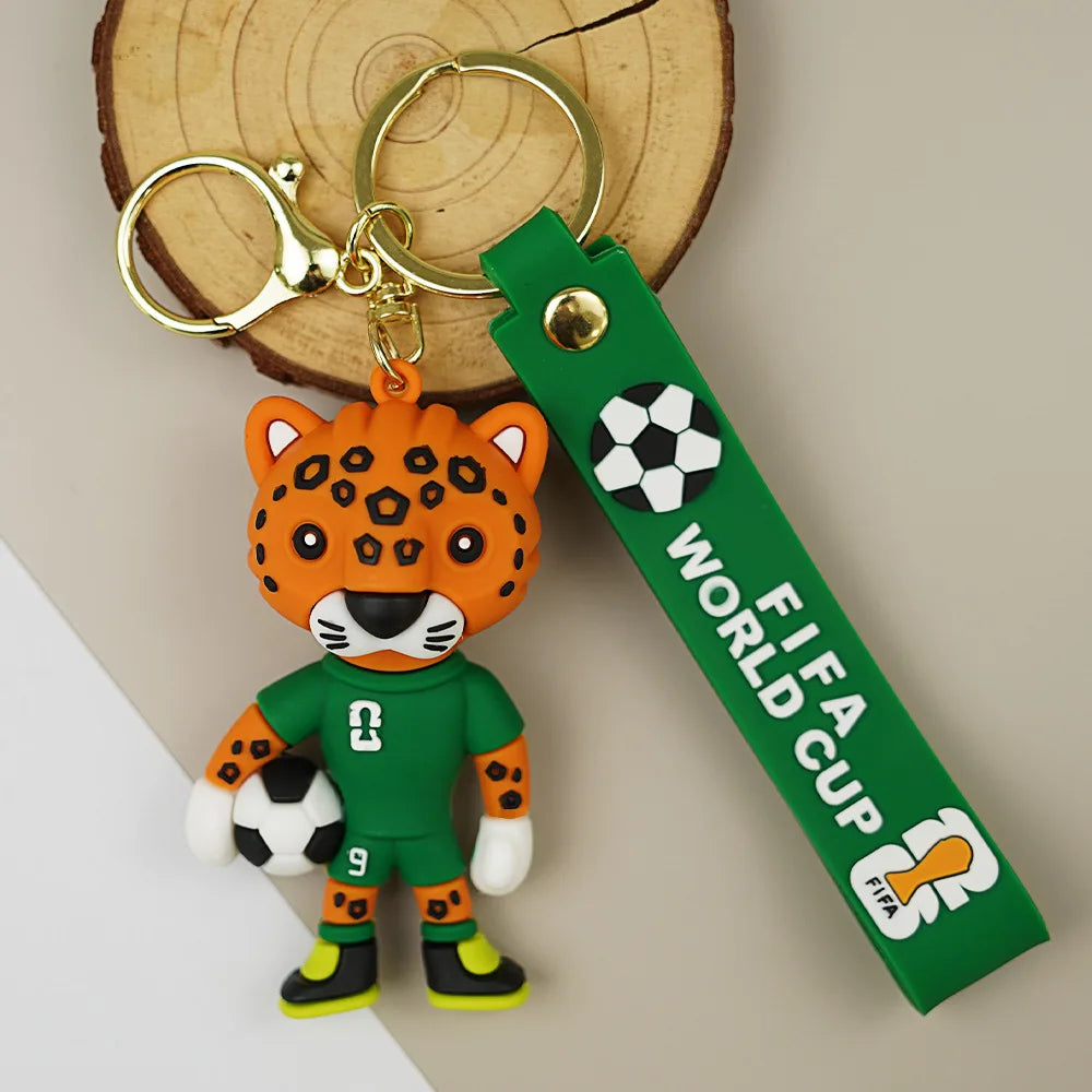 6Pcs 2026 Football Event-related Products, Including Mascots, Statues, Keychains, and Wristbands