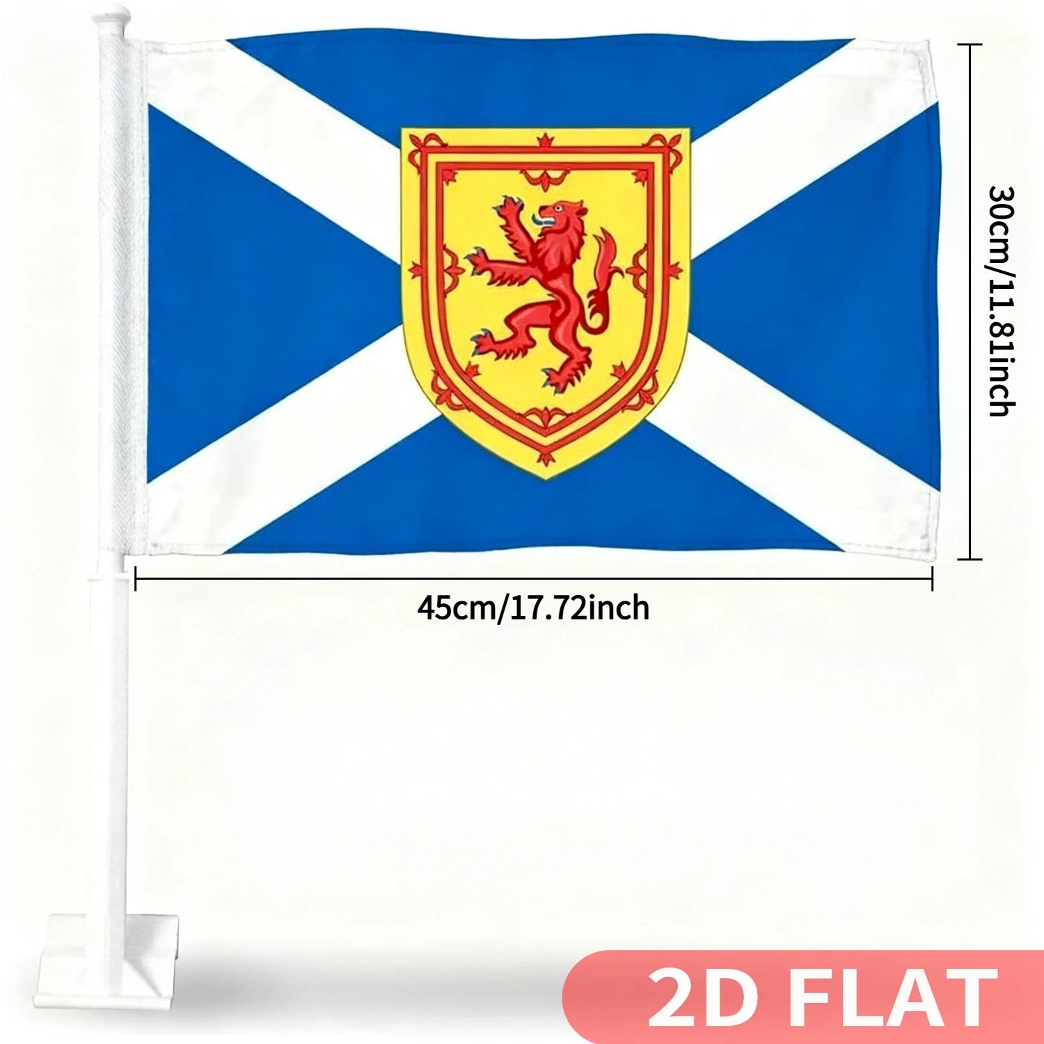 1pc Scottish Flag - Scotland Flag - St Andrews Saltire Car Flag, 12x18 inch, Polyester Outdoor Banner, Pole That Hooks onto Car