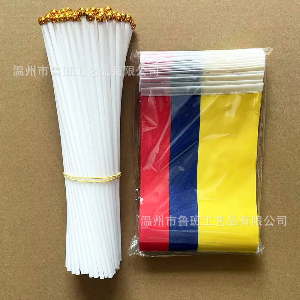 Colombia Hand Flag - 14x21cm with Pole (10/20/50/100 Pack) | World Cup Fan Gear