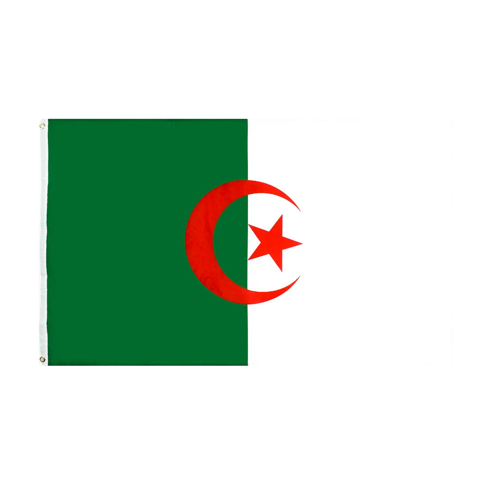 Algeria National Flag 90x150cm Polyester for Parades/Office/Outdoor Decor - Fade-Proof, Vibrant Colors, Reinforced Stitching