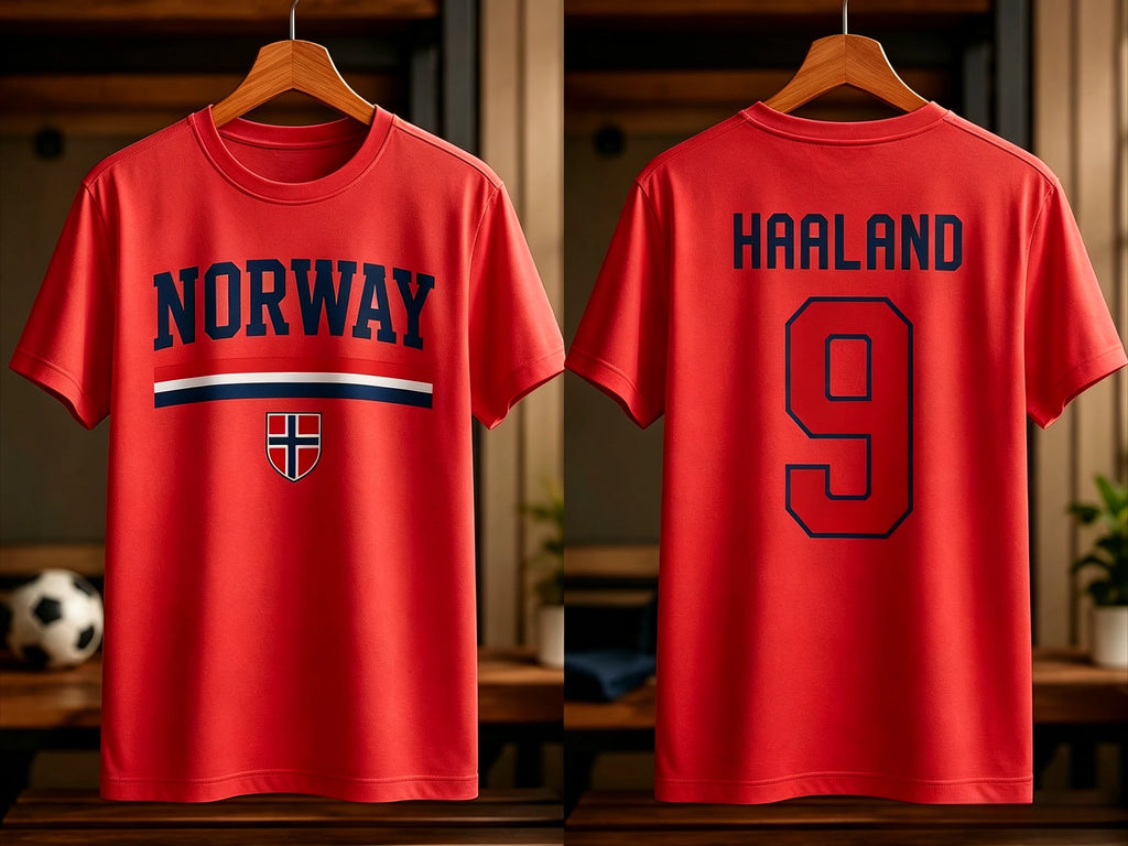 Haaland Norway Flag Graphics Unisex Football Shirt 2026 Norway Jersey 100%Cotton Tee Fashion Men's Football Culture Tshirt