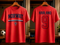 Haaland Norway Flag Graphics Unisex Football Shirt 2026 Norway Jersey 100%Cotton Tee Fashion Men's Football Culture Tshirt