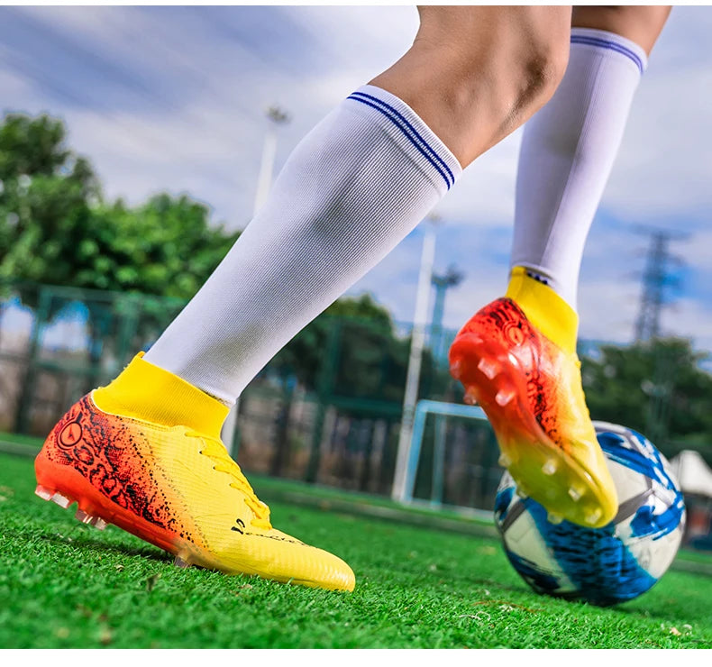 Men & Women High-Top Soccer Cleats | FG/AG Football Boots for Couples | Outdoor Grass
