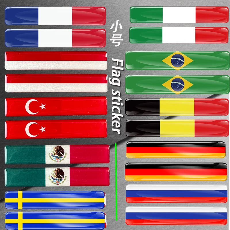 3D Epoxy Reflective National Flag Sticker - Compact Car & Motorcycle Decal (6cm)