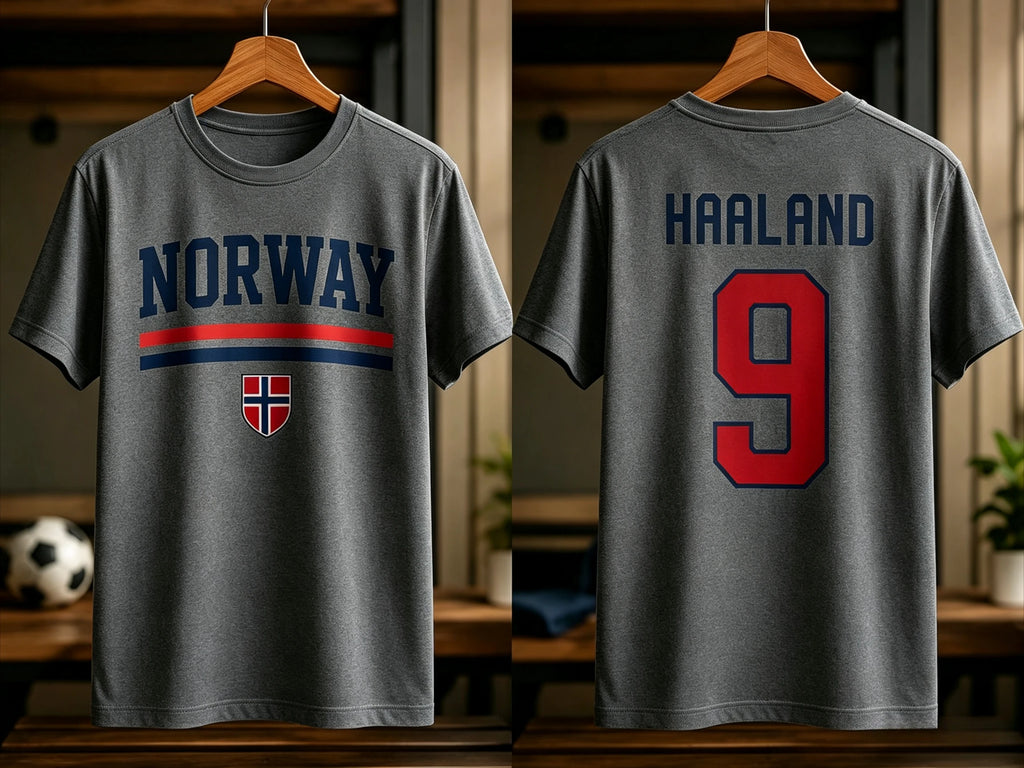 Haaland Norway Flag Graphics Unisex Football Shirt 2026 Norway Jersey 100%Cotton Tee Fashion Men's Football Culture Tshirt