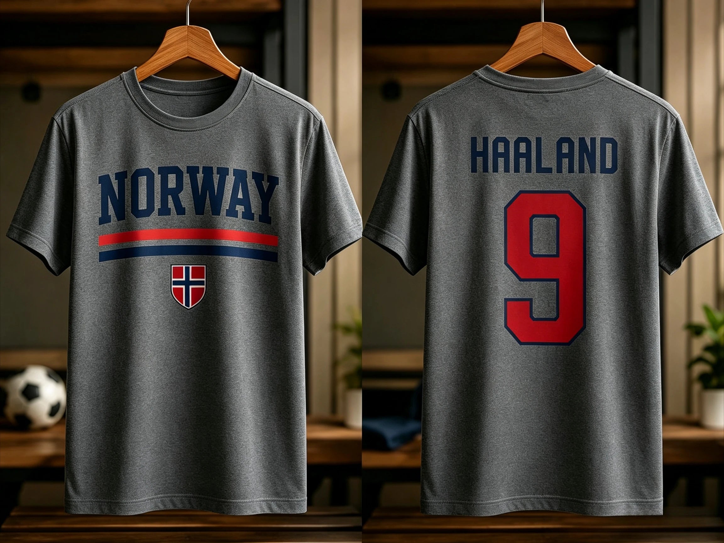Haaland Norway Flag Graphics Unisex Football Shirt 2026 Norway Jersey 100%Cotton Tee Fashion Men's Football Culture Tshirt