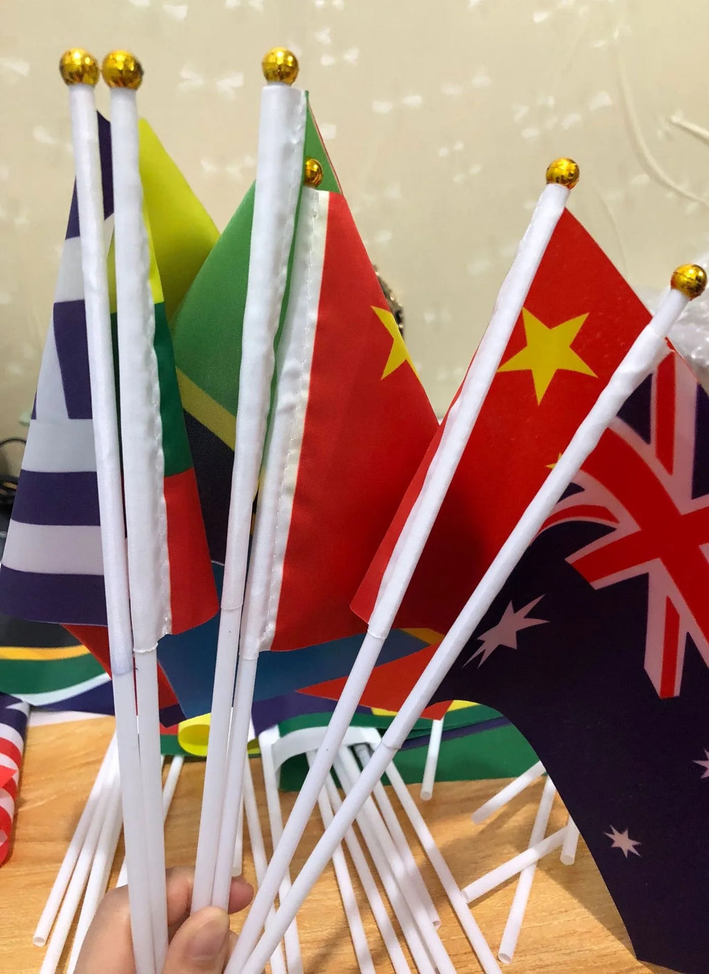 England Hand Waving Flag - St George's Cross with Pole (21x14cm)