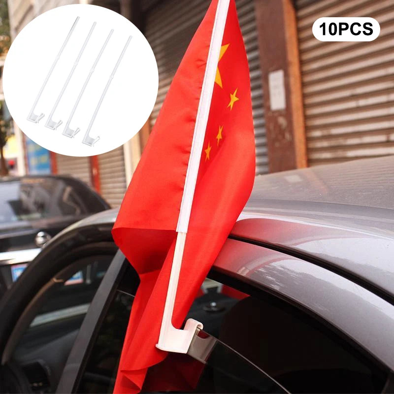Car Window Flag Holders - 10-Pack Clip-On Flagpole Mounts