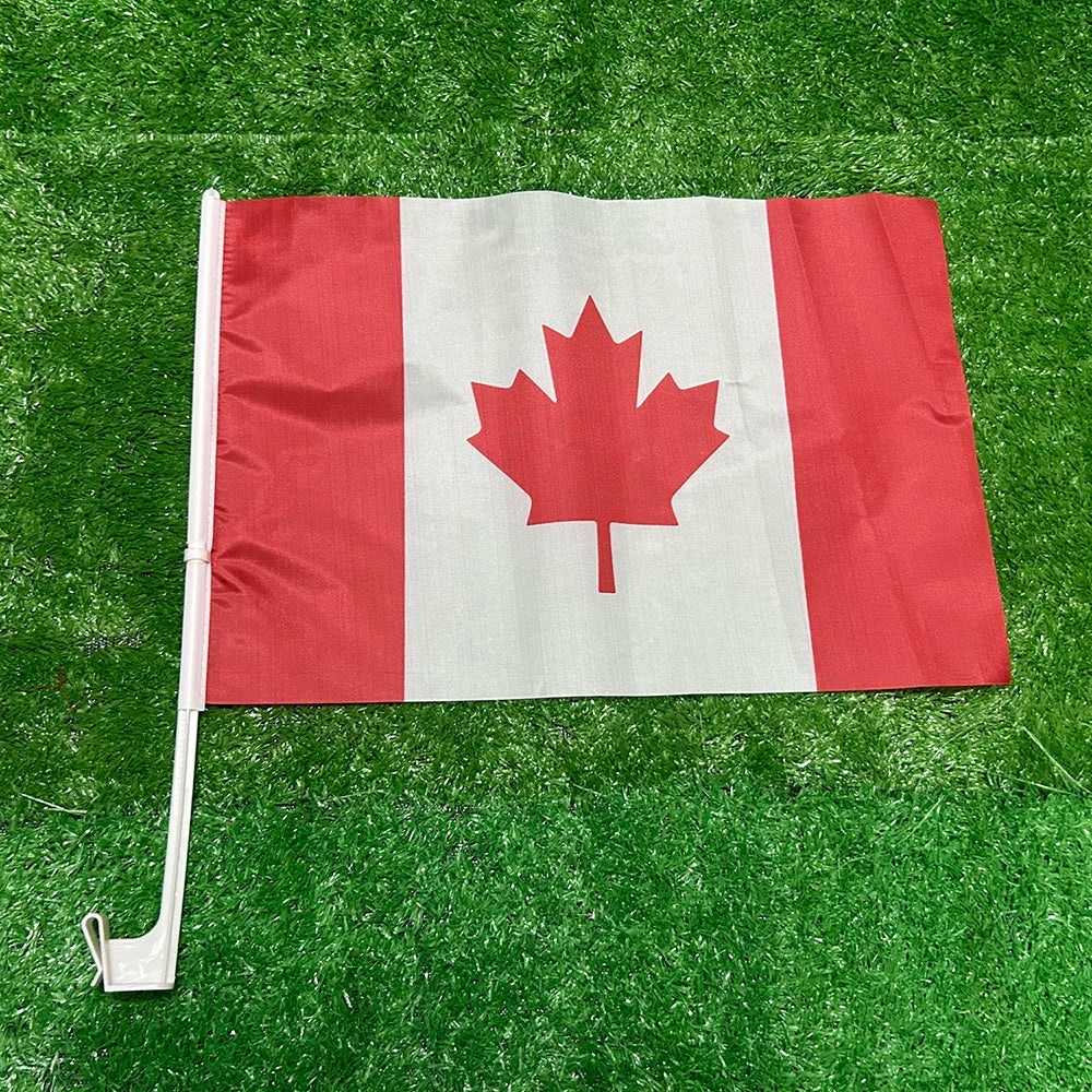 Canada Car Flag - Premium Polyester with Plastic Pole (30x45cm)