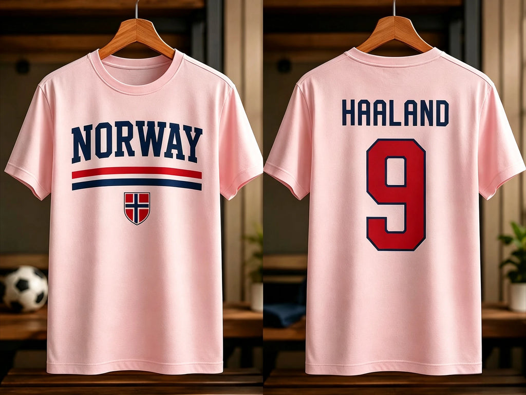 Haaland Norway Flag Graphics Unisex Football Shirt 2026 Norway Jersey 100%Cotton Tee Fashion Men's Football Culture Tshirt