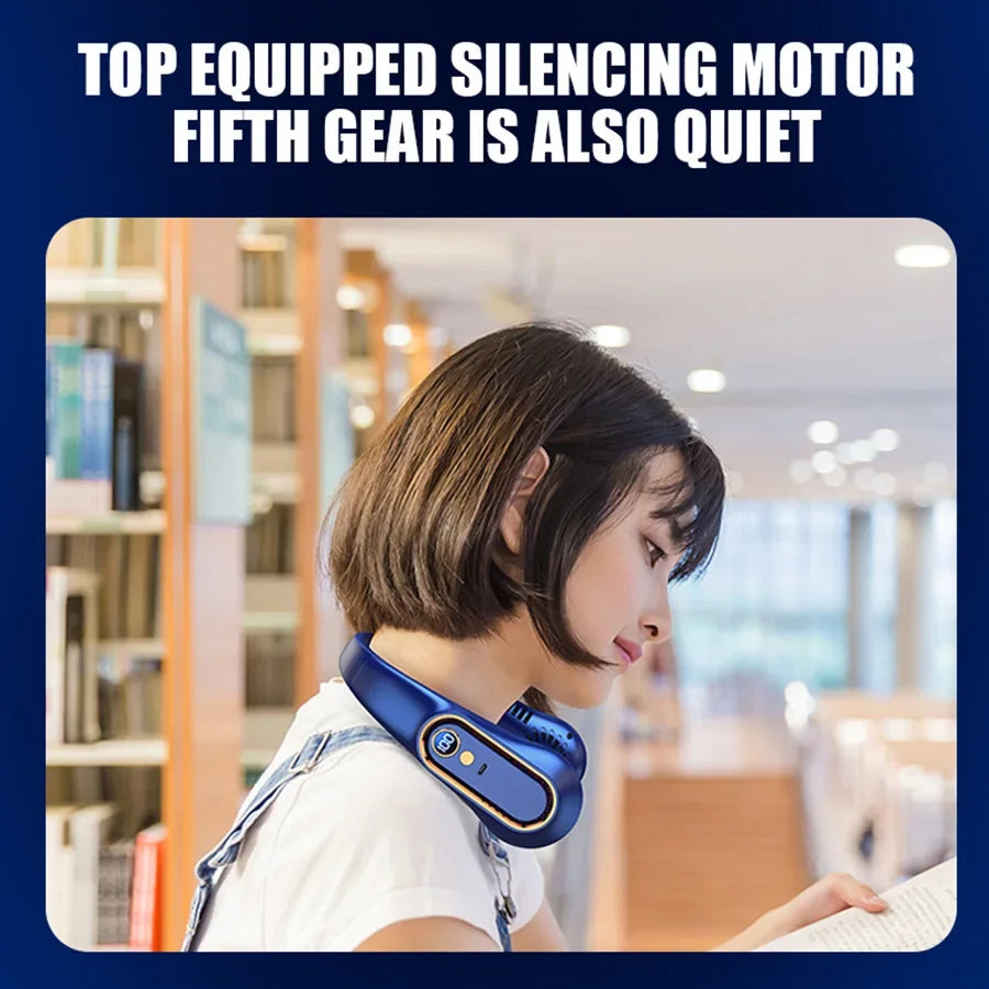 2025 New Best Sellers Wearable Neck Fan Portable Air Conditioner Bladeless Neck Fan Air Cooler 5 Gears and LED Display Screen