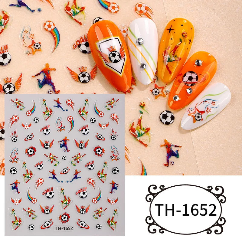 2026 Football Nail Stickers Soccer Championship Theme Nail Art Decals National Flag DIY Manicure Game Day Party Favors