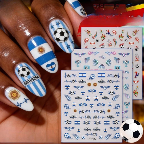 2026 Football Nail Stickers Soccer Championship Theme Nail Art Decals National Flag DIY Manicure Game Day Party Favors