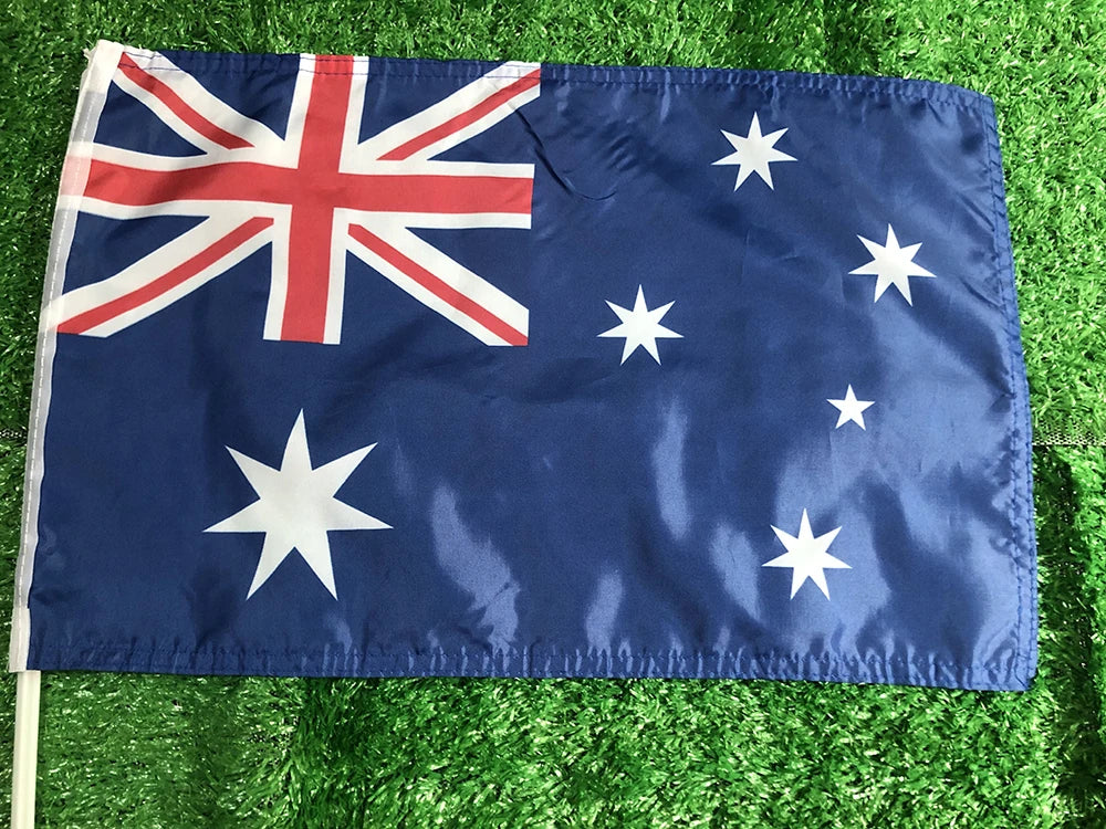 CUSTOM FLAG 30x45cm Australia car flag 12x18inch Australia window flag bearer standard-bearer waving flags with plastic flagpole