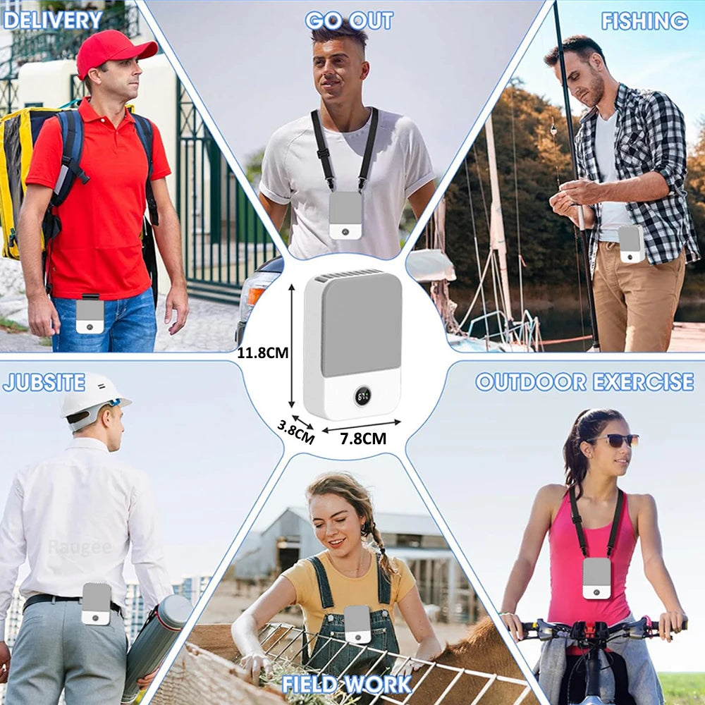 Bladeless Waist & Neck Fan – Portable 3-Speed Air Cooler USB 2000mAh