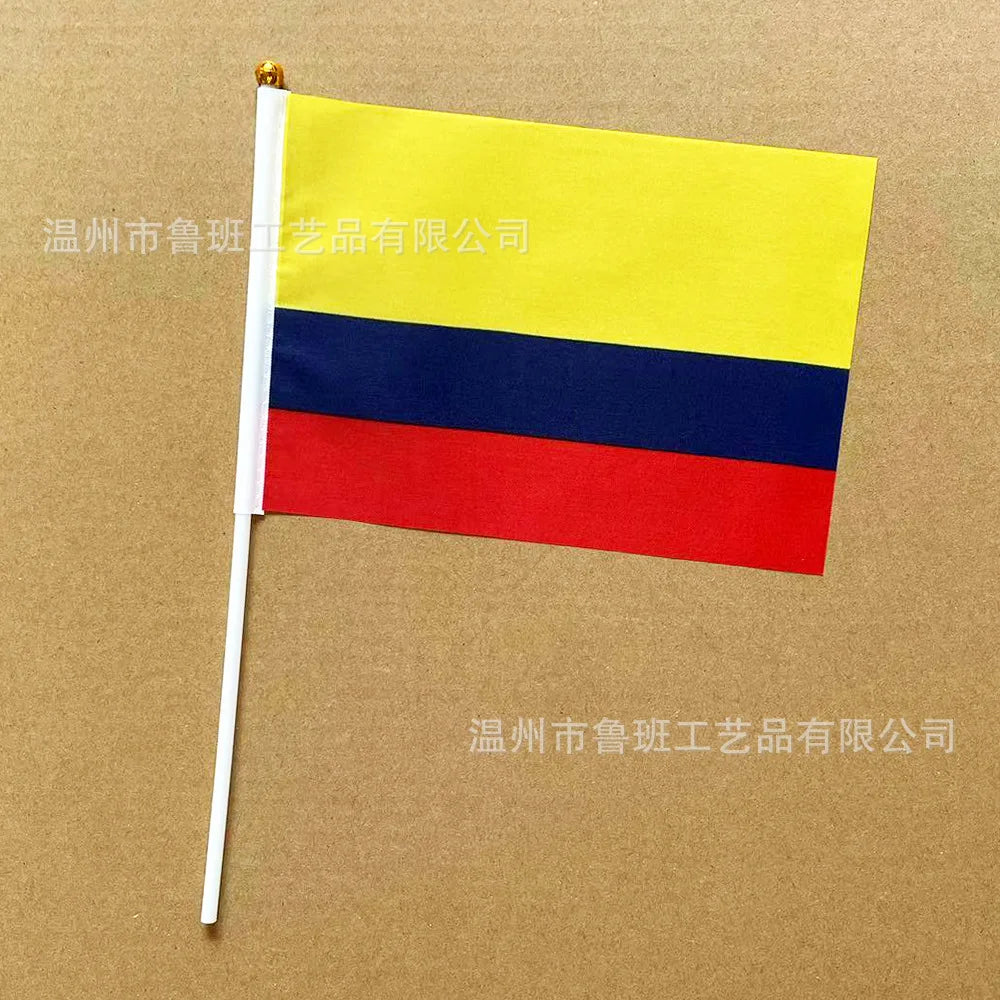 Colombia Hand Flag - 14x21cm with Pole (10/20/50/100 Pack) | World Cup Fan Gear