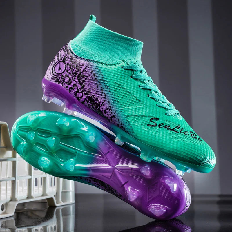 Men & Women High-Top Soccer Cleats | FG/AG Football Boots for Couples | Outdoor Grass