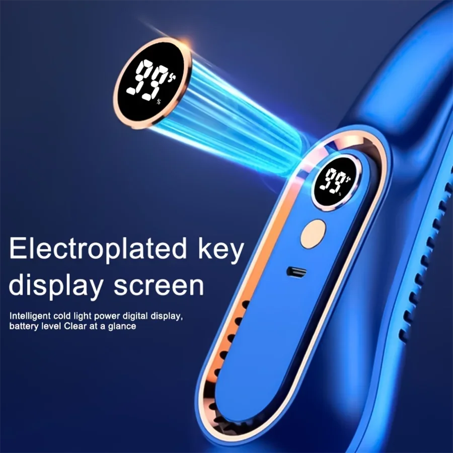 2025 New Best Sellers Wearable Neck Fan Portable Air Conditioner Bladeless Neck Fan Air Cooler 5 Gears and LED Display Screen