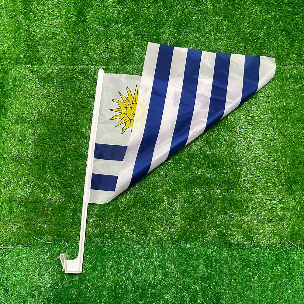 Uruguay Car Flags - Bulk Pack (20 PCS) 30x45cm with Poles