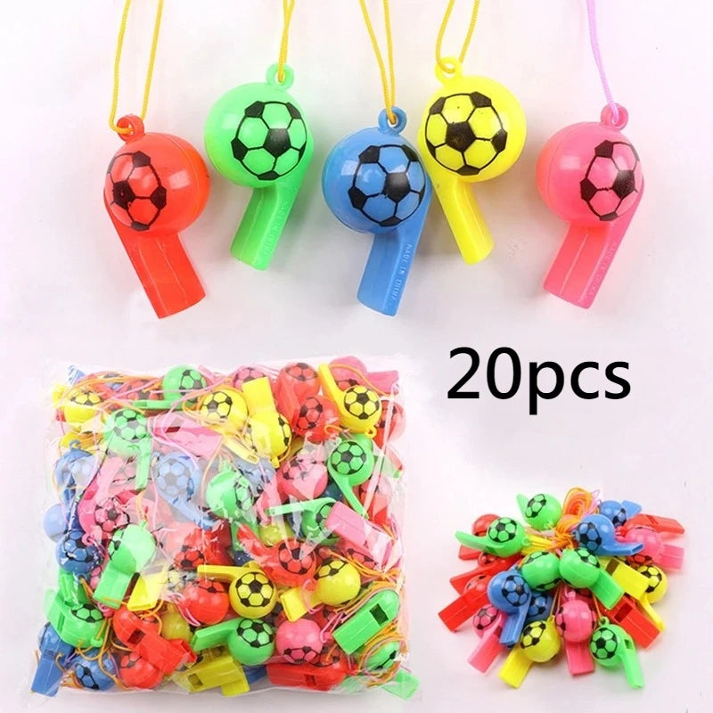 20PCS Whistle with Lanyard - Loud Plastic Referee Whistle for Cheerleading, Random Color Sports Whistle Toy Gift Set