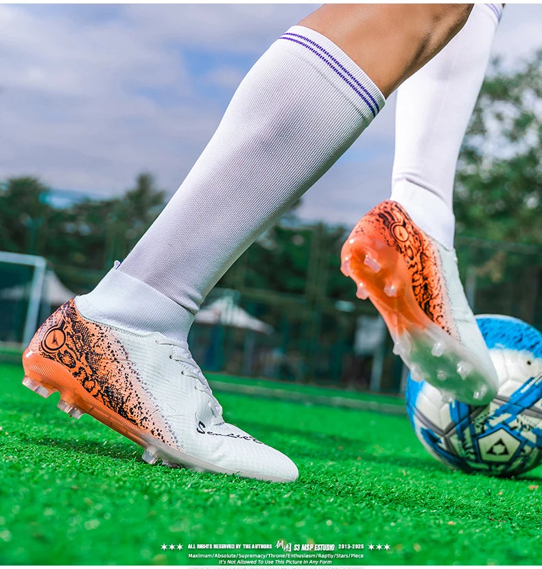 Men & Women High-Top Soccer Cleats | FG/AG Football Boots for Couples | Outdoor Grass
