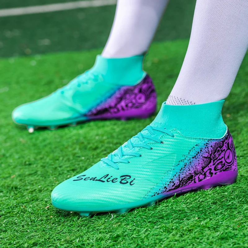Men & Women High-Top Soccer Cleats | FG/AG Football Boots for Couples | Outdoor Grass