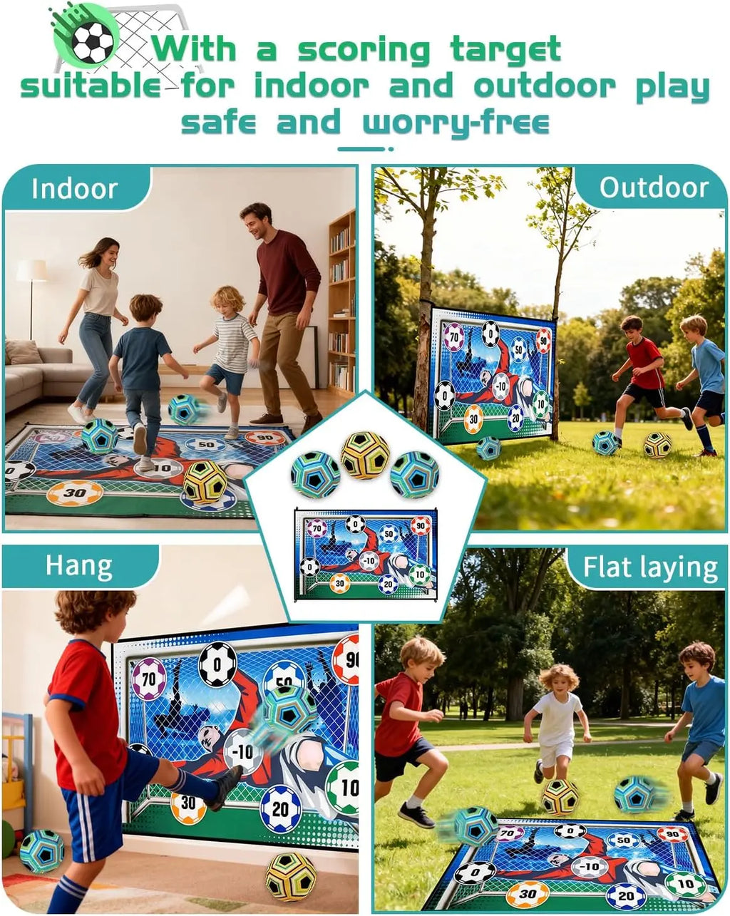 Soccer Game Mat Set Outdoor Indoor Soccer Toys Multiplayer Competitive Soccer Games Children Football Goal Training Boy Gifts