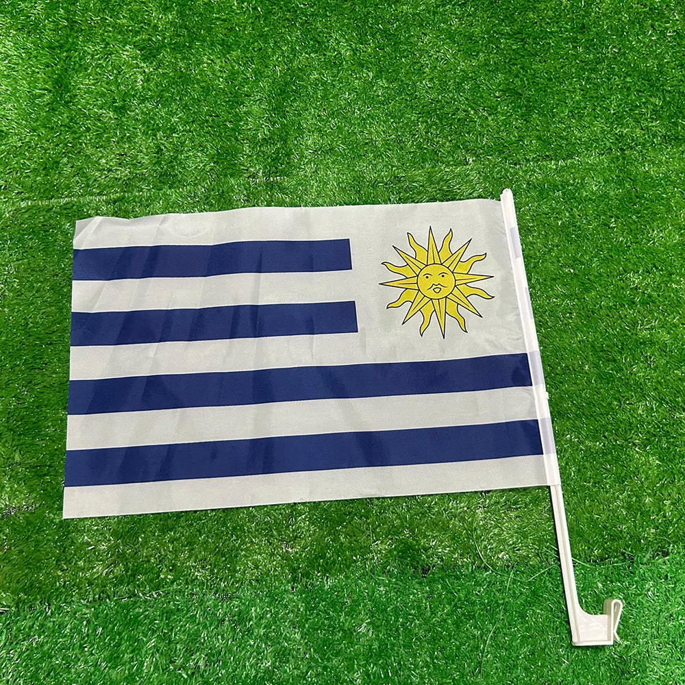 Uruguay Car Flags - Bulk Pack (20 PCS) 30x45cm with Poles